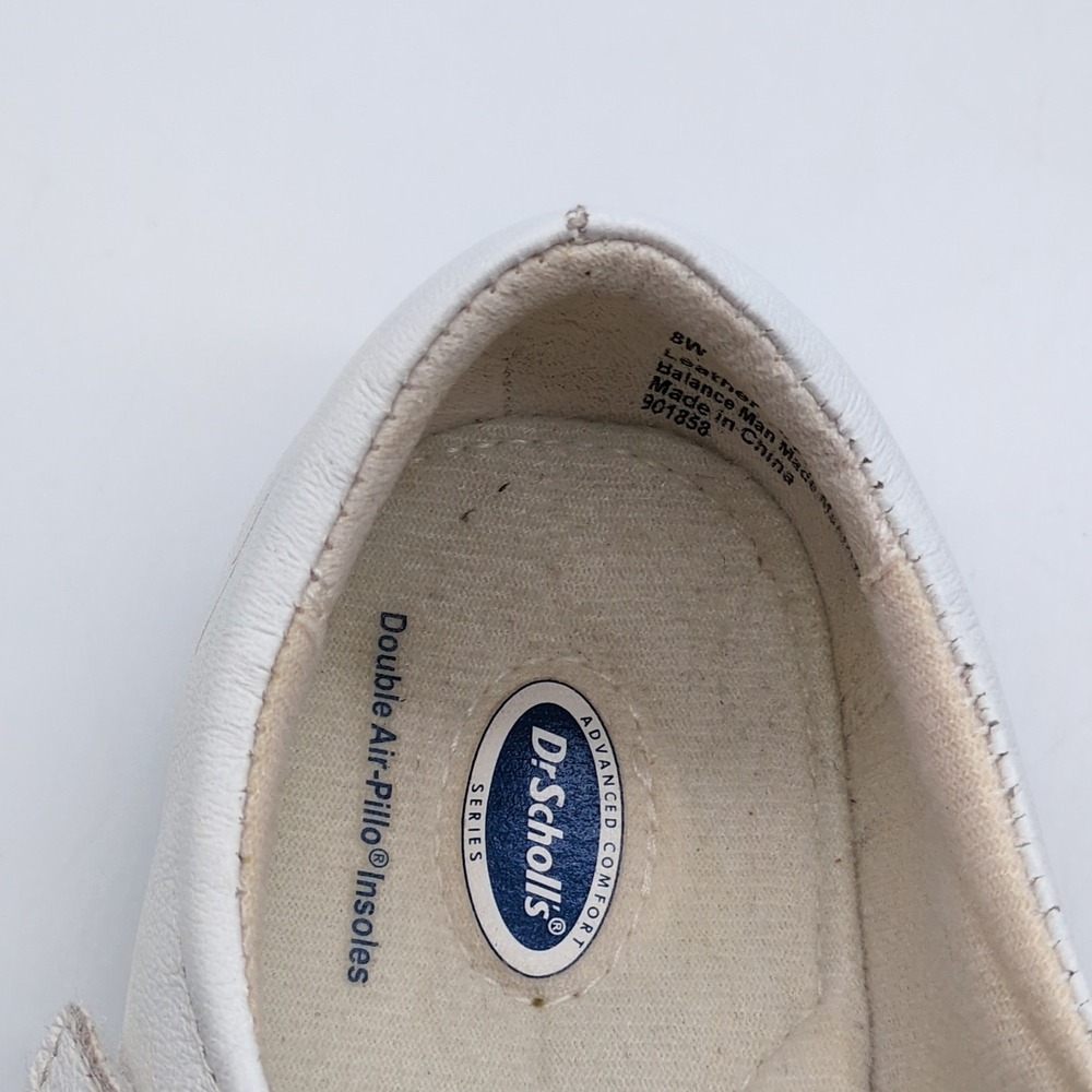 Dr. Scholl's Shoes Womens White 8 Wide Leather T Strap Loafer Walking Hook Loop - Picture 12 of 12